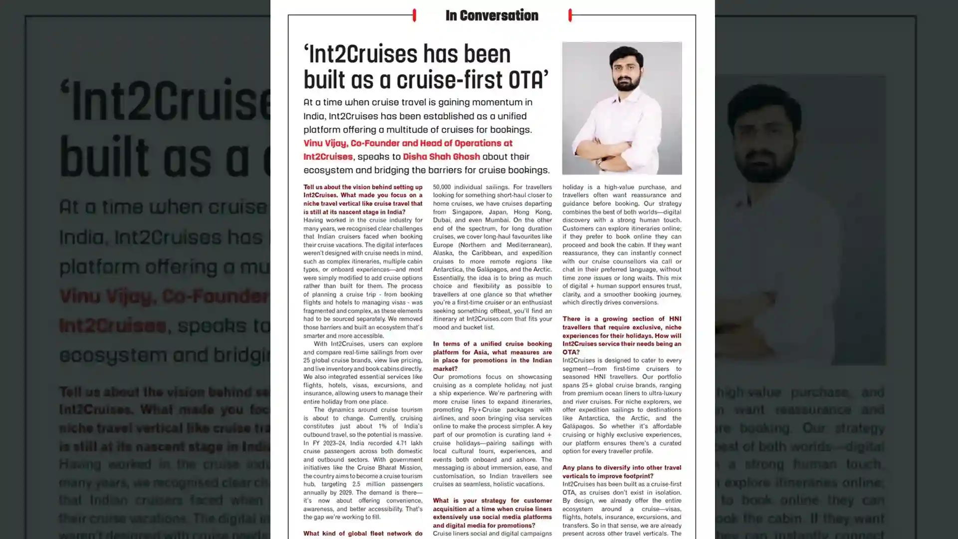 How does a unified ecosystem redefine cruise travel in India? Co-founder and Head of Ops, Vinu Vijay outlines his vision ...
